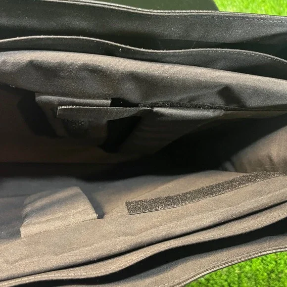 Mandarina Duck Black Leather Canvas Briefcase Messenger Bag Laptop Work Bag